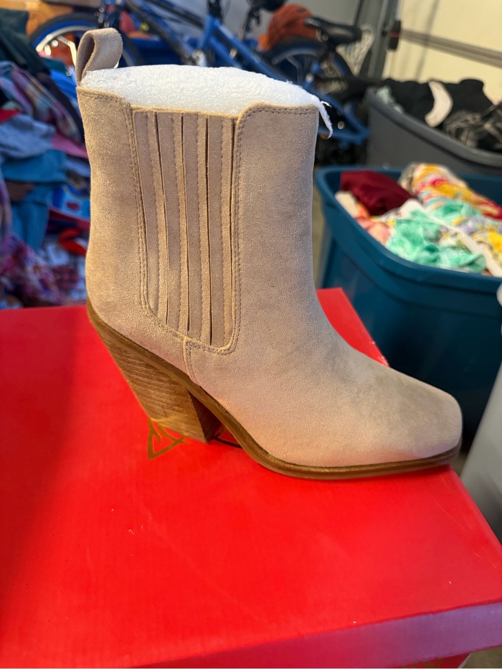 BEAST FASHION Suede Ankle Boots in Light Taupe